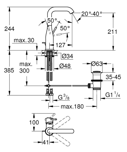 Grohe Essence Tek Kumandalı Lavabo Bataryası 1/2