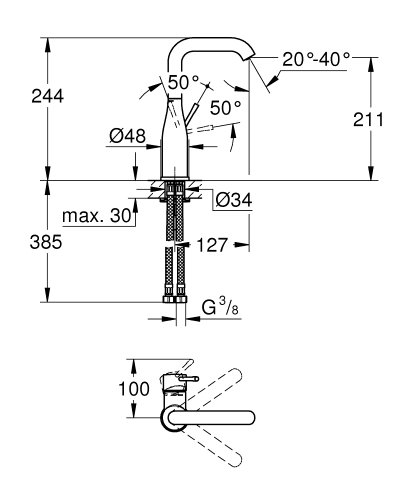 Grohe Essence Tek Kumandalı Lavabo Bataryası L - 24177001 - 3