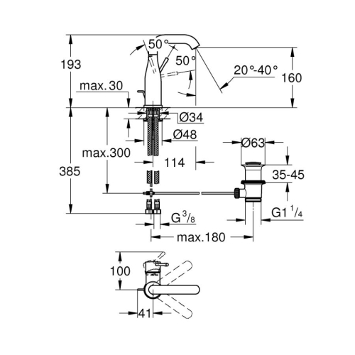 Grohe Essence Tek Kumandalı Lavabo Bataryası M - 24173DC1 - Thumbnail