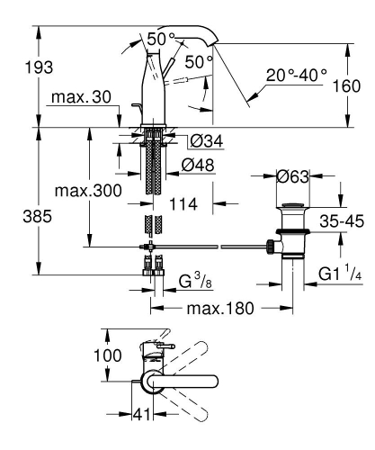 Grohe Essence Tek Kumandalı Lavabo Bataryası M Boyut Hard Graphite - 24173A01 - Thumbnail