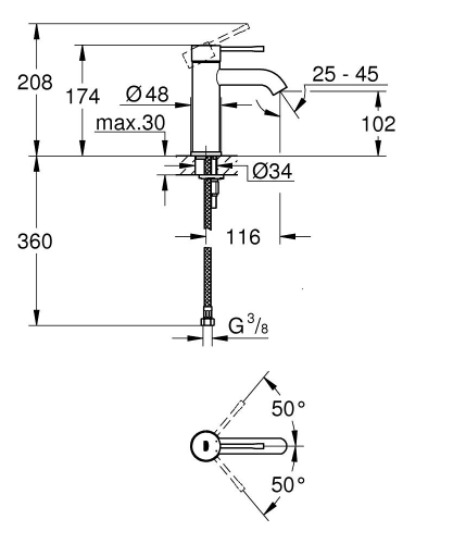 Grohe Essence Tek Kumandalı Lavabo Bataryası S - 24172001 - Thumbnail