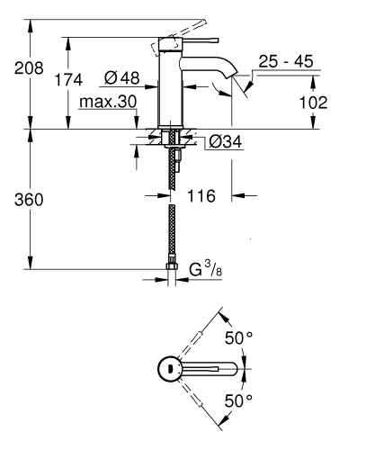 Grohe Essence Tek Kumandalı Lavabo Bataryası SuperSteel - 24172DC1 - Thumbnail