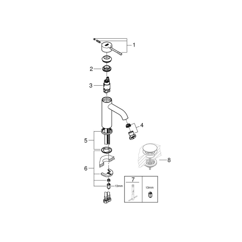 Grohe Essence Tek Kumandalı Lavabo Bataryası S-Boyut Cool Sunrise - 23590GL1 - 2