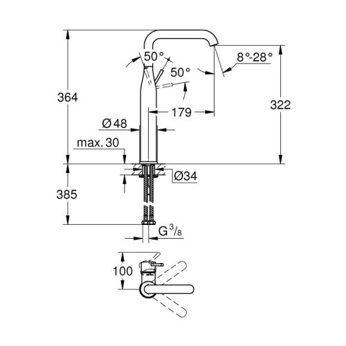 Grohe Essence Tek Kumandalı Lavabo Bataryası Xl Warm Sunset - 24170DA1 - Thumbnail