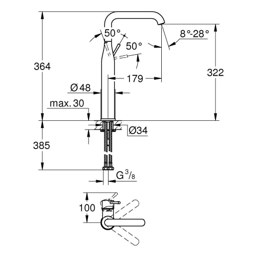 Grohe Essence Tek Kumandalı Lavabo Bataryası Xl-Boyut Hard Graphite - 32901A01 - Thumbnail