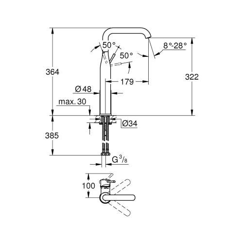 Grohe Essence Tek Kumandalı Lavabo Bataryası Xl-Boyut Brushed Warm Sunset - 32901DL1 - Thumbnail