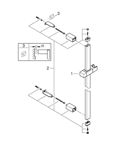 Grohe Euphoria Cube Duş Sürgüsü, 600 Mm - 27892000 - Thumbnail