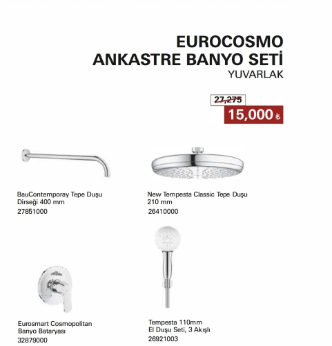 GROHE - GROHE Eurocosmo
Ankastre Banyo Seti
Yuvarlak