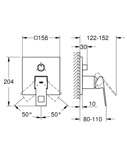 Grohe Eurocube Ankastre Banyo Duş Bataryası 3 çıkışlı divertörlü- 24094000 - Thumbnail