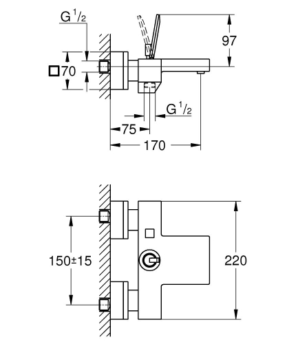 Grohe Eurocube Joy Banyo Bataryası-23666000 - Thumbnail