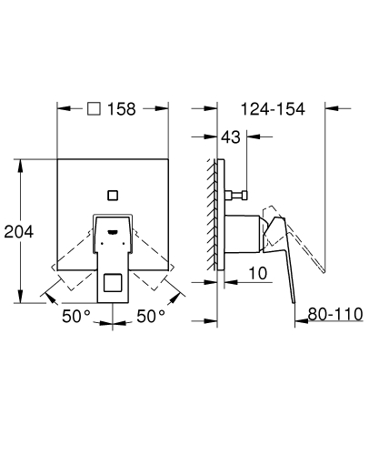 Grohe Eurocube Ankastre Banyo Duş Bataryası 2 çıkışlı divertörlü- 24062000 - 4
