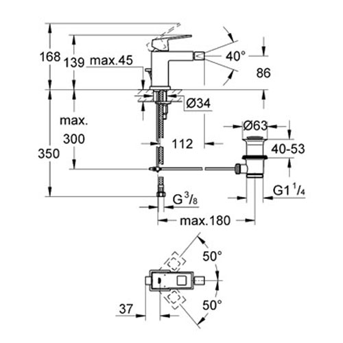 Grohe Eurocube Tek Kumandalı Bide Bataryası - 23138000 - 2