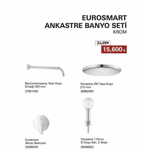 GROHE - GROHE Eurosmart
Ankastre Banyo Seti Korm