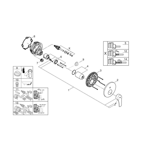 Grohe Eurosmart Ankastre Banyo/Duş Bataryası - 24043003 - Thumbnail