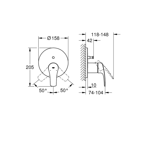 Grohe Eurosmart Ankastre Banyo/Duş Bataryası - 24043003 - Thumbnail