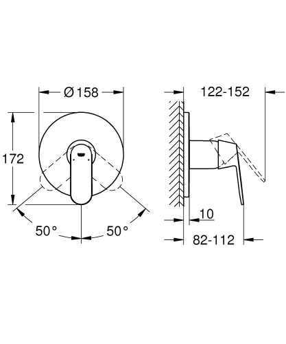 Grohe Eurosmart Cosmo. Ankastre Duş Bataryası 1 çıkışlı- 24044000 - 8