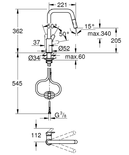 Grohe Eurosmart Spiralli Eviye Bataryası 2 Akışlı – 30619000 - 5