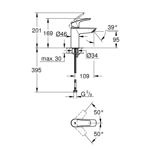 Grohe Eurosmart Lavabo Bataryası S-Boyut Krom - 32467003 - 5