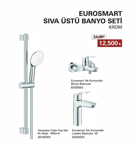 GROHE - GROHE Eurosmart
Sıva Üstü Banyo Seti Krom