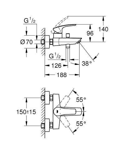 Grohe Eurosmart Tek Kumandalı Banyo Bataryası 1/2 - 33300003 - Thumbnail