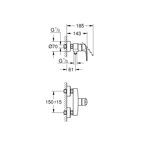 Grohe Eurosmart Tek Kumandalı Duş Bataryası - 33555003 - Thumbnail
