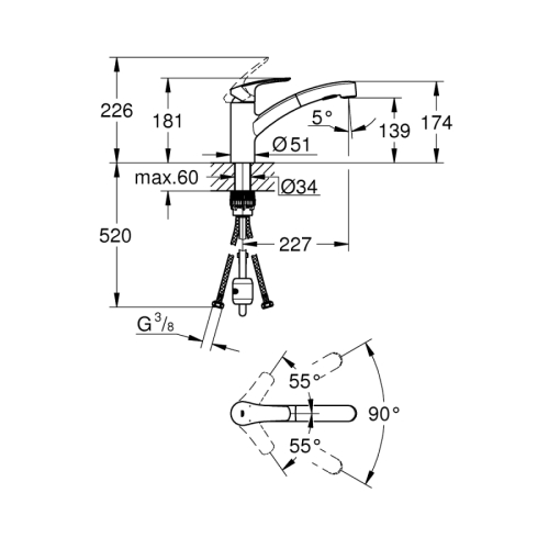 Grohe Eurosmart Tek Kumandalı Eviye Bataryası - 30305001 - 4