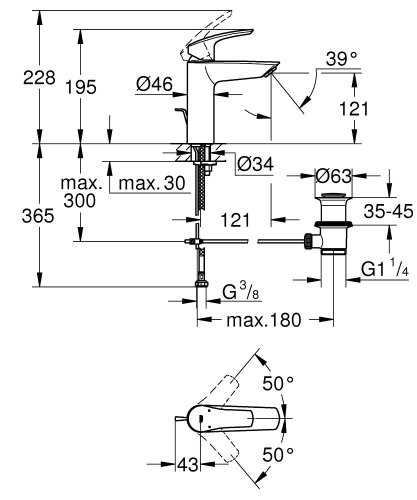Grohe Eurosmart Tek Kumandalı Lavabo Bataryası M-Boyut Mat Siyah - 233222433 - Thumbnail