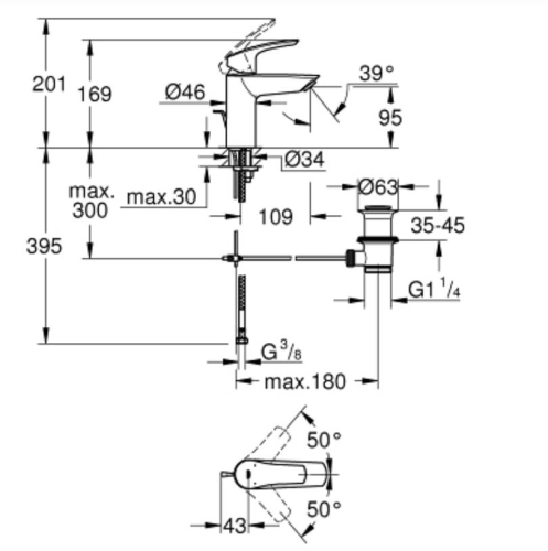 Grohe Eurosmart Tek Kumandalı Lavabo Bataryası S-Boyut-33265003 - Thumbnail