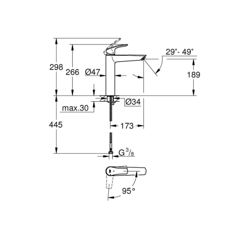 Grohe Eurosmart Tek Kumandalı Lavabo Bataryası
Xl - Boyut - 24164003 - 3
