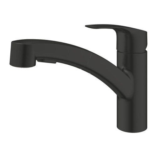 Grohe Eurosmart Tek Kumandalı Spiralli Eviye Bataryası Mat Siyah - 303052431 - 2