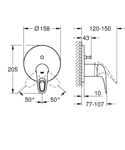 Grohe Eurostyle Ankastre Banyo Duş Bataryası 2 çıkışlı divertörlü- 24049003 - 3