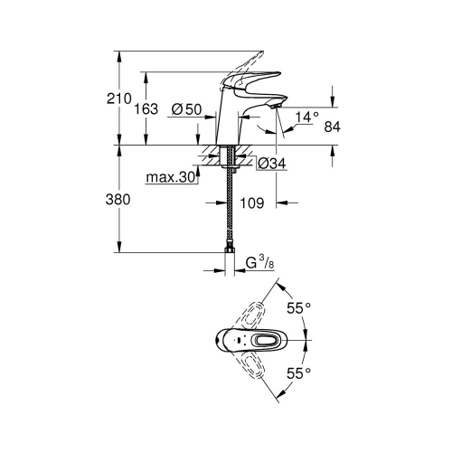 Grohe Eurostyle Tek Kumandalı Lavabo Bataryası S-Boyut Krom - 23567003 - Thumbnail