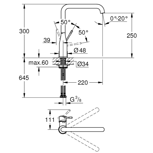 Grohe Eviye Bataryası Döner Borulu Essence Hard Graphite - 30269A00 - Thumbnail
