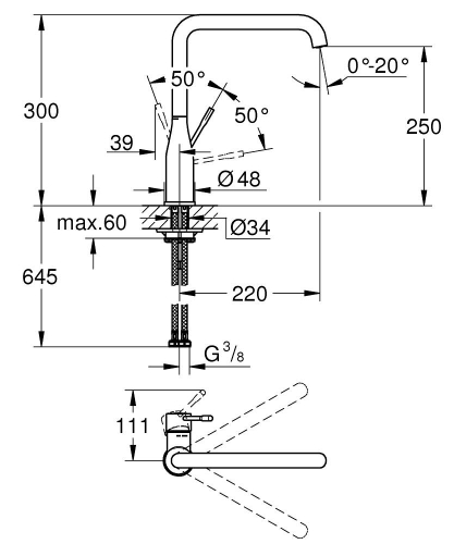 Grohe Eviye Bataryası Döner Borulu Essence Mat Siyah - 30505KF0 - 4