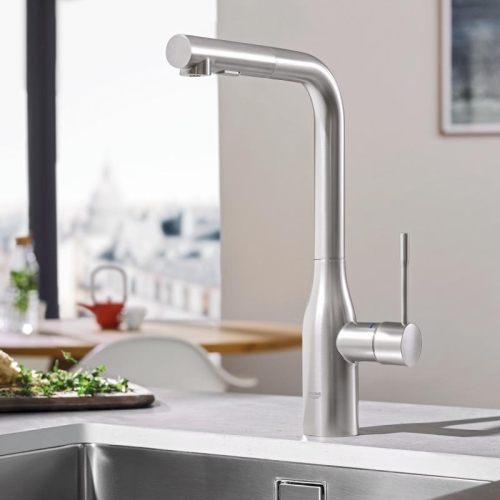 Grohe Eviye Bataryası Spiralli 2 Fonk Essence Super Steel - 30270DC0 - Thumbnail