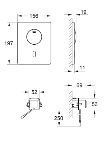 Grohe Gömme Rezervuar Fotoselli Kumanda Paneli Paslanmaz Çelik - 37419SD0 - Thumbnail