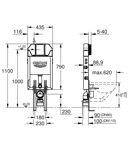 Grohe Gömme Rezervuar Uniset Pnömatik 89 mm Ayak Dahil - 39840000 - 4