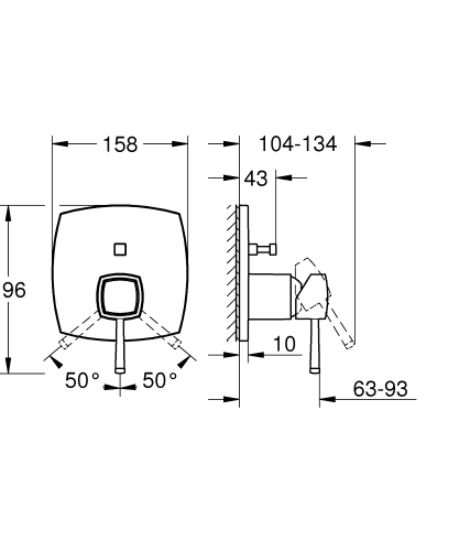 Grohe Grandera Ankastre Banyo/Duş Bataryası Krom/Altın – 24260IG0 - Thumbnail
