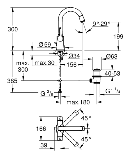 Grohe Grandera Lavabo Bataryası L-Boyut - 20666IG0 - 3