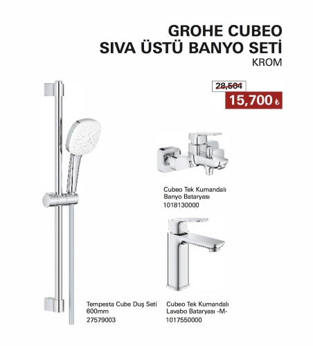 GROHE - GROHE Grohe Cubeo
Sıva Üstü Banyo Seti Krom