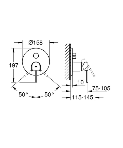 Grohe Plus Ankastre Banyo Duş Bataryası 3 çıkışlı divertörlü- 24093003 - 2