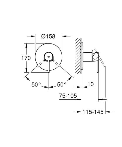 Grohe Plus Ankastre Duş Bataryası 1 çıkışlı- 24059003 - Thumbnail