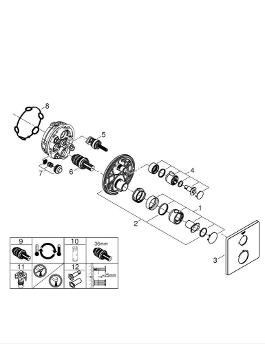 Grohe Grohtherm Ankastre Termostatik Banyo Bataryası - 1022152430 - Thumbnail