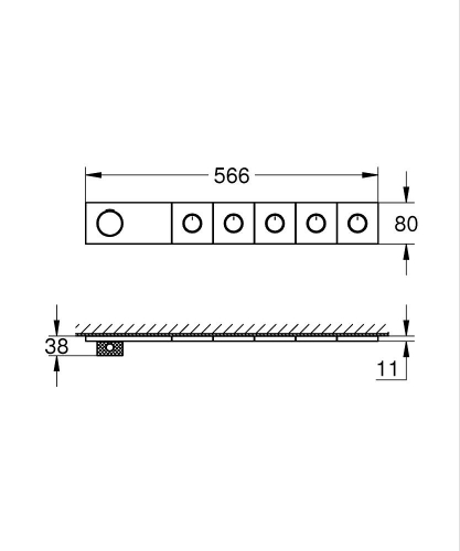 Grohe Grohtherm Aqua Tiles 5 Valfli Akış Kontrollü, Ankastre Termostatik Duş Bataryası Br. Cool Sunrise – 106868GN00 - Thumbnail