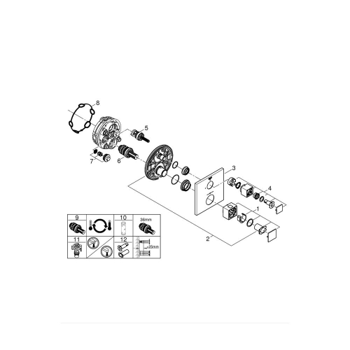 Grohe Grohtherm Cube Ankastre Termostatik Banyo Bataryası Brushed Hard Graphite - 24153AL0 - 2