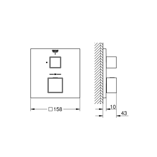 Grohe Grohtherm Cube Ankastre Termostatik Banyo Bataryası Brushed Hard Graphite - 24153AL0 - 4