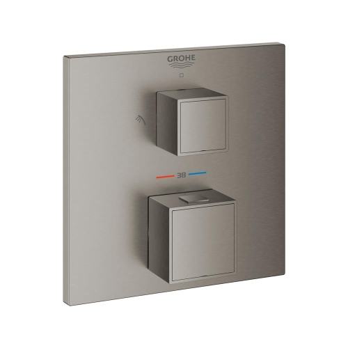 Grohe Grohtherm Cube Termostatik Banyo Duş Bataryası 2 çıkışlı divertörlü Brushed Hard Graphite - 24154AL0
