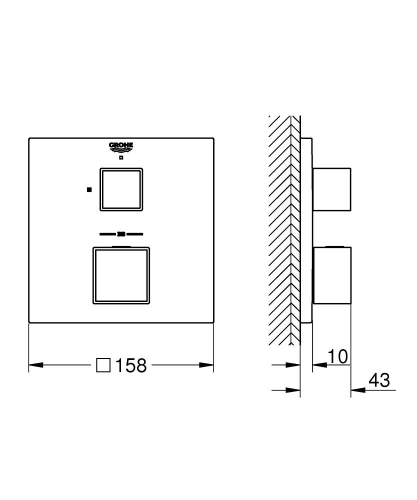 Grohe Grohtherm Cube Termostatik Banyo Duş Bataryası 1 çıkışlı divertörlü-24153000 - Thumbnail