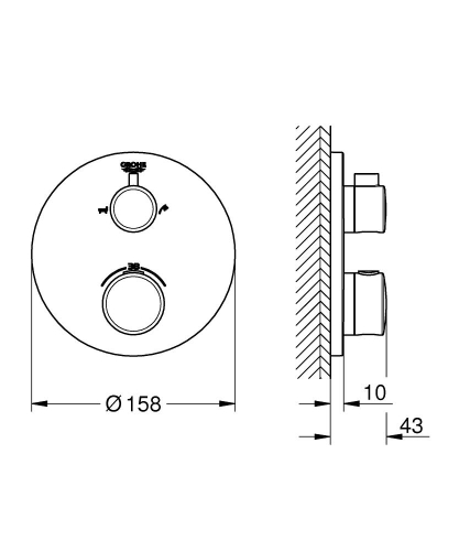 Grohe Grohtherm Termostatik Banyo Duş Bataryası 2 çıkışlı divertörlü- 24077000 - Thumbnail