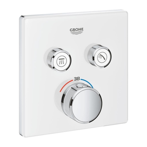 Grohe Grohtherm Smartcontrol Çift Valfli Akış Kontrollü, Ankastre Termostatik Duş Bataryası Beyaz - 29156LS0 - Thumbnail